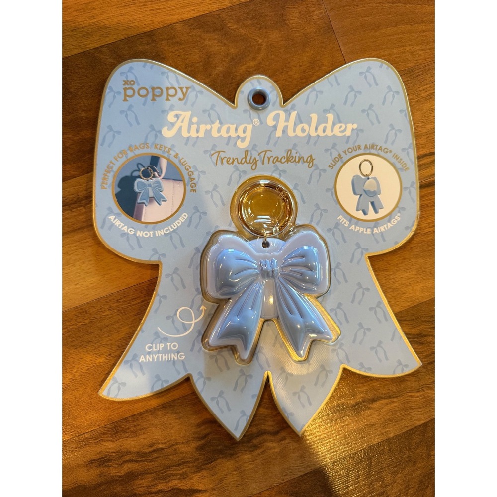 XO Poppy AirTag Holder Women OS Blue New Bow Silicone Keychain Case Accessory